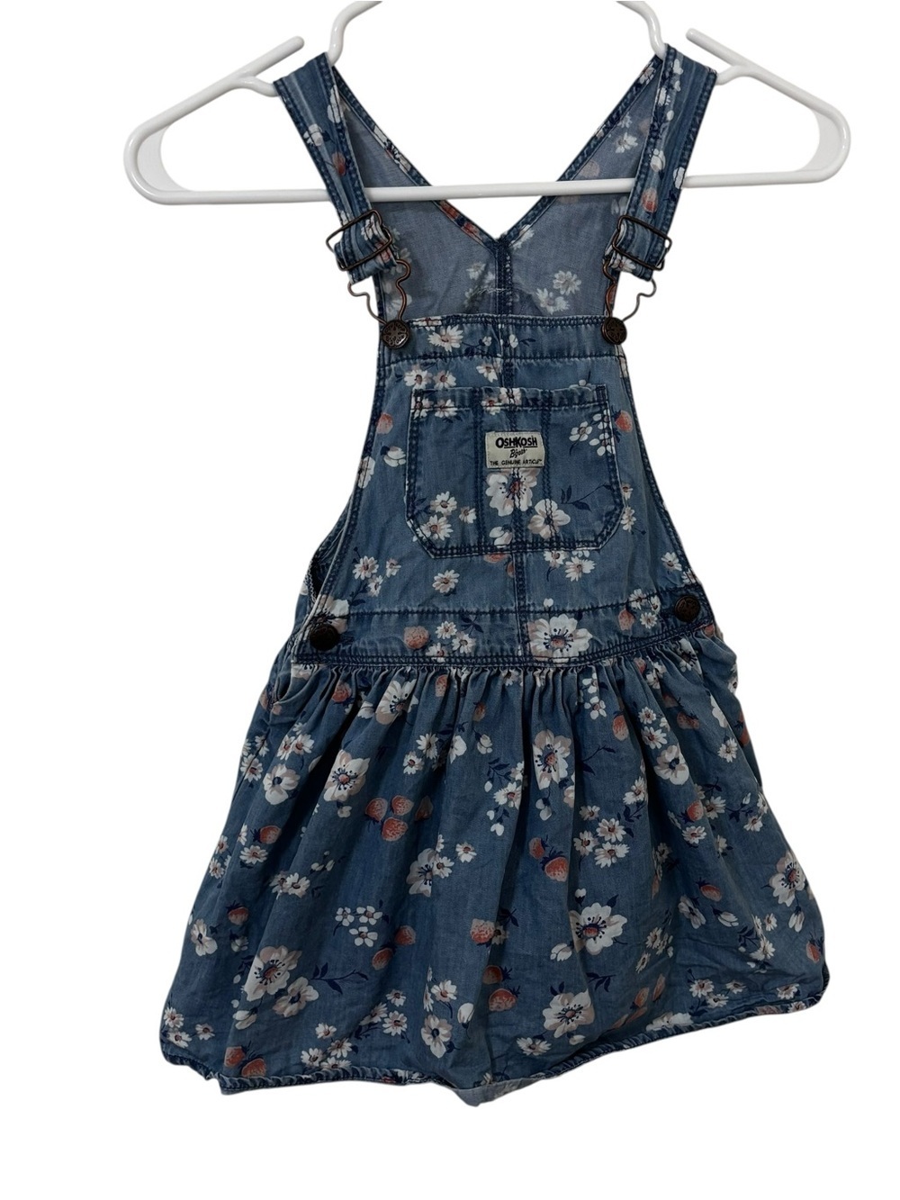 OshKosh B'gosh plum blossom Floral soft Denim overall skirt for Kids - blue pink
